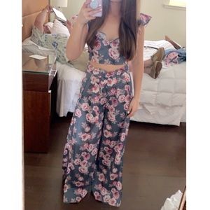 Two-piece Floral Pant Set